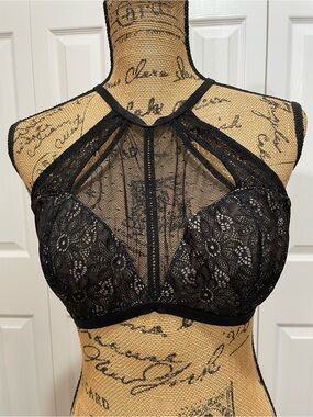 Victoria's Secret Black Lace High-Neck Bralette